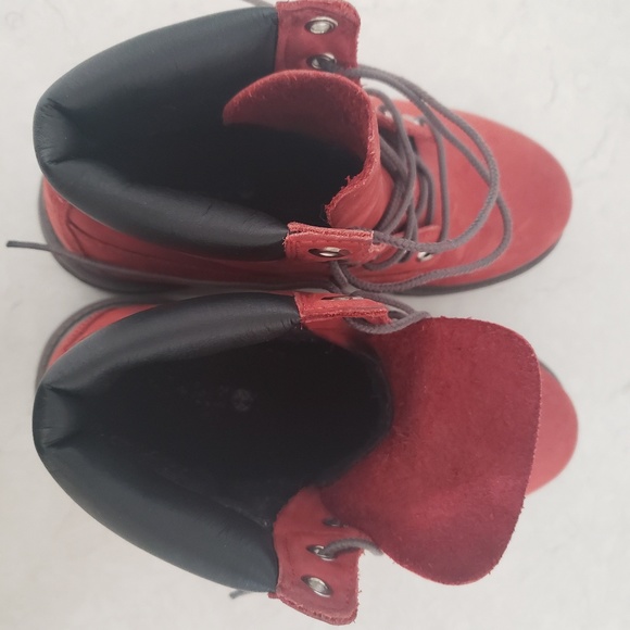 Timberland Red Leather Boot W Size 7 M Size 5 - Picture 3 of 6